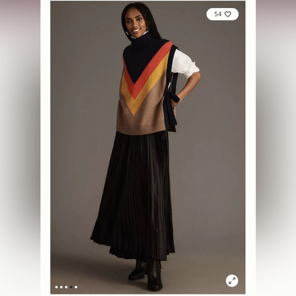 Maeve Varsity Stripe Poncho Sweater Vest - Picture 2 of 4